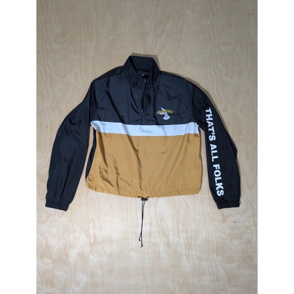 Vintage Looney Tunes Cartoon Windbreaker 1/4 Zip Jacket Kids Size Medium Track